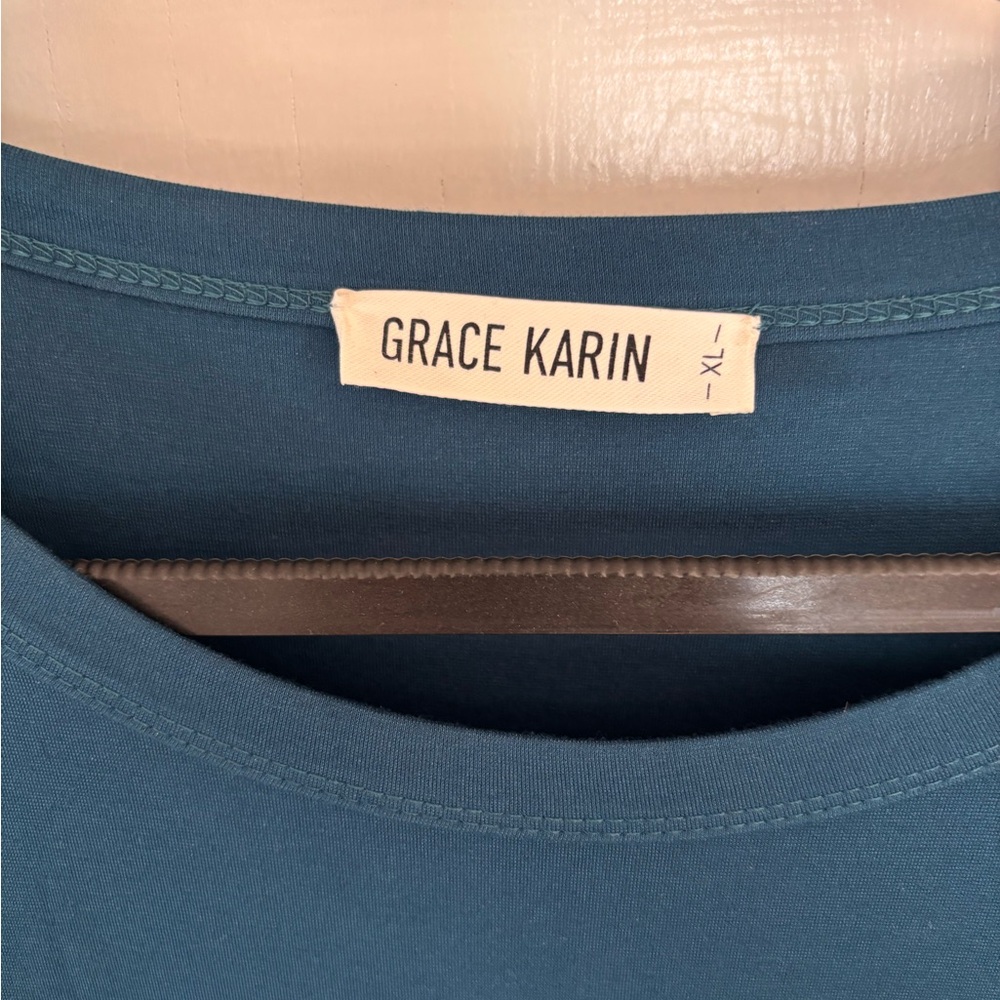 Grace Karin Teal Long Sleeve Dress - Picture 2 of 4